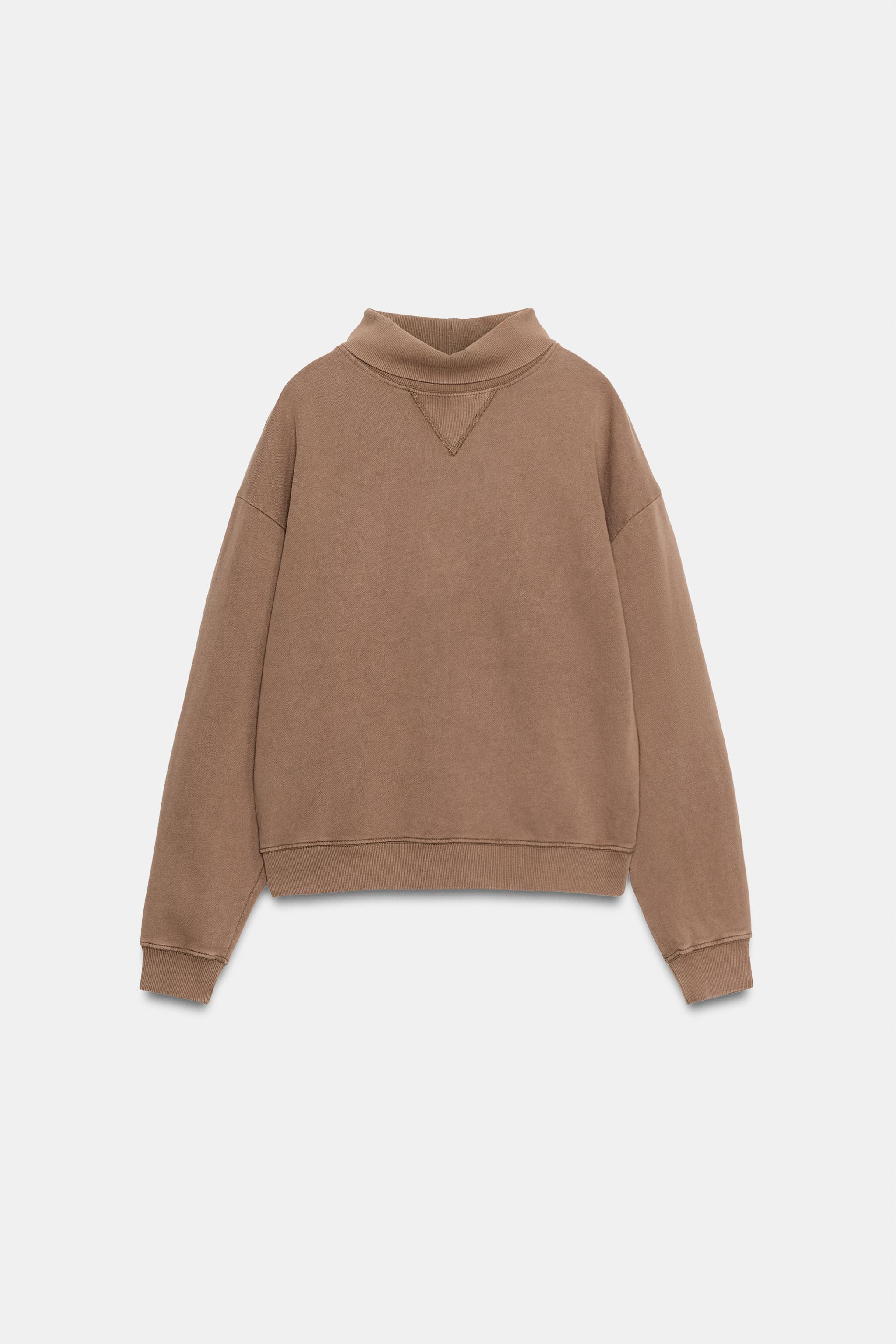 Женские худи Zara WASHED EFFECT MOCK NECK SWEATSHIRT — фото 7