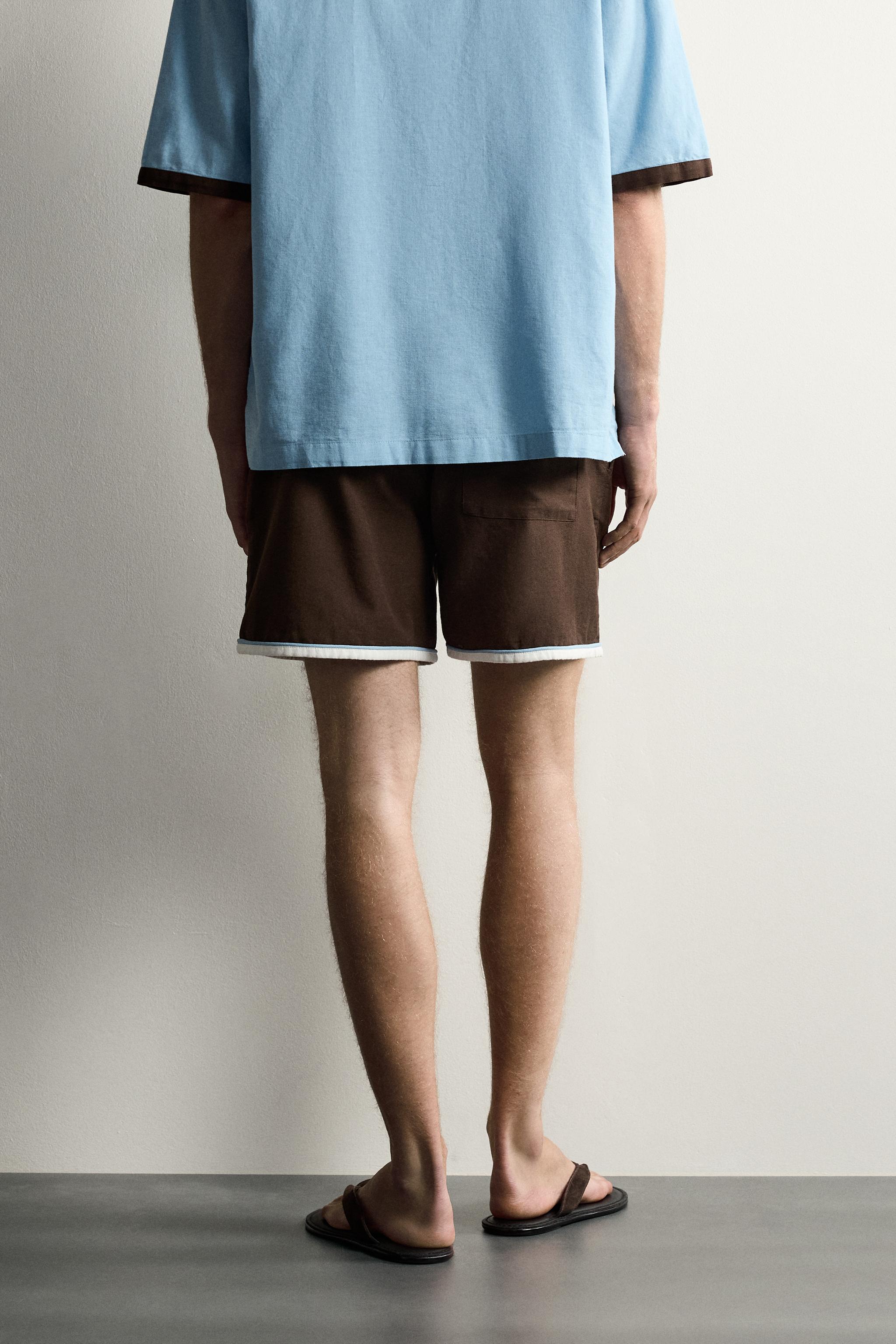 Мужские шорты Zara CONTRAST HEM SHORTS — фото 3