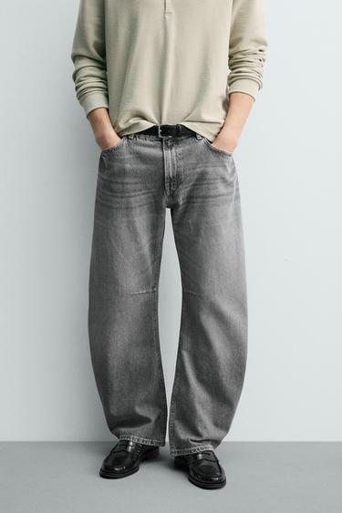 JEANS RELAXED BARREL FIT - Grau von Zara