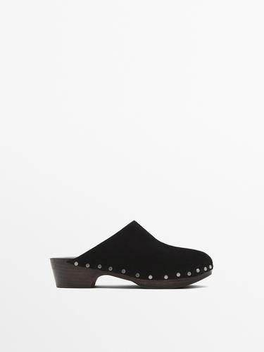 Zara Split-leather slippers - Black