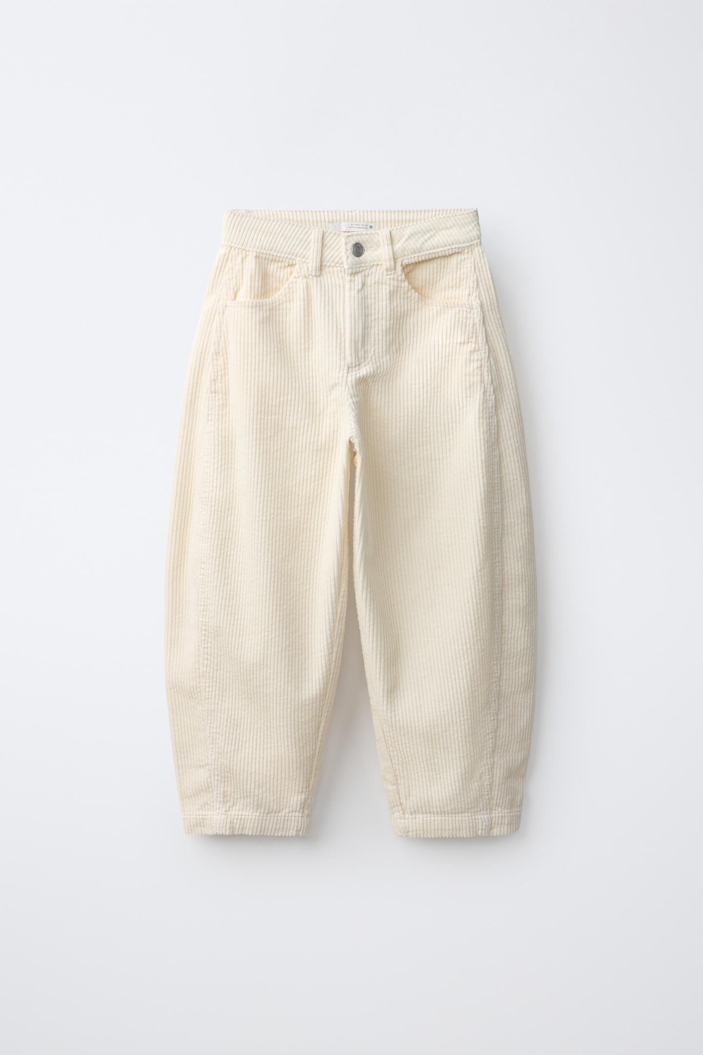 Детские брюки Zara Corduroy Barrel, цвет: Экрю