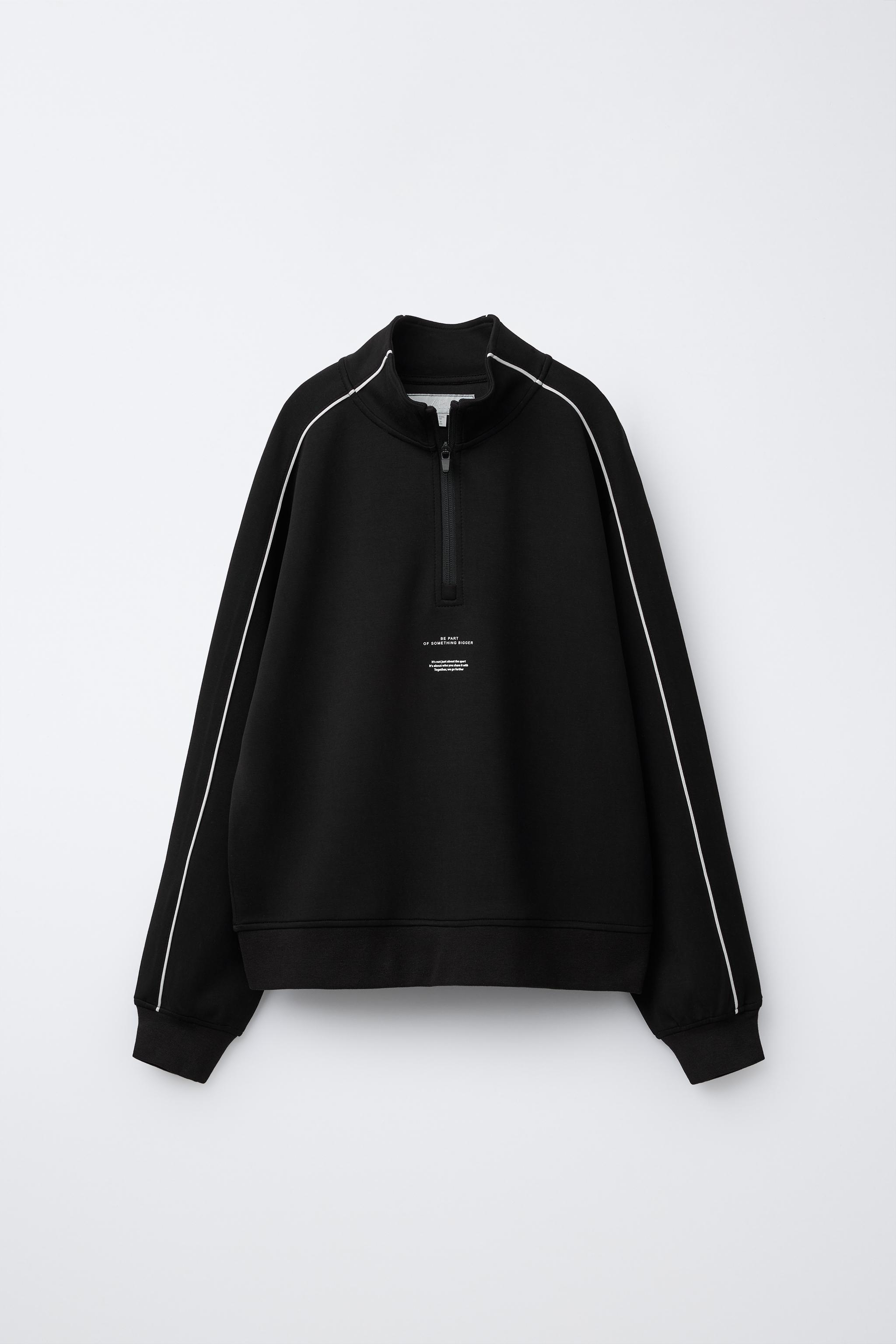 コントラストトリムスポーティフーディ - ブラック | ZARA Japan / 日本