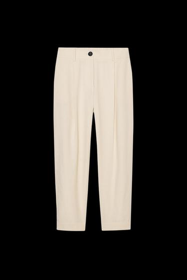 DARTED TROUSERS WITH ELASTIC WAIST - Sand by Zara - Image 0