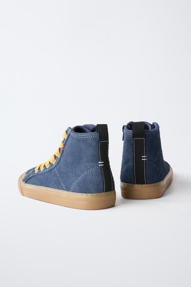 BASKETS MONTANTES EN CUIR - Bleu de Zara - Image 5