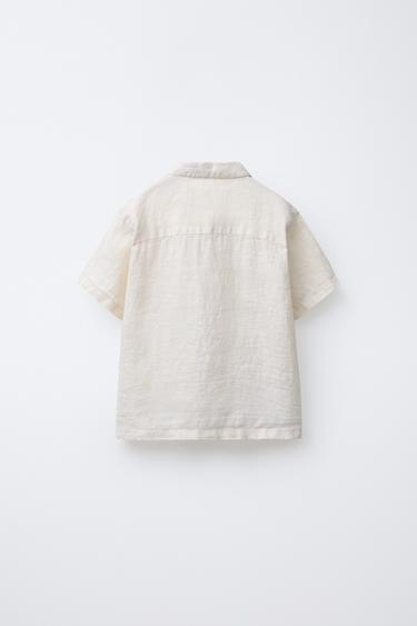 100% LINEN SHIRT - Light beige by Zara - Image 1
