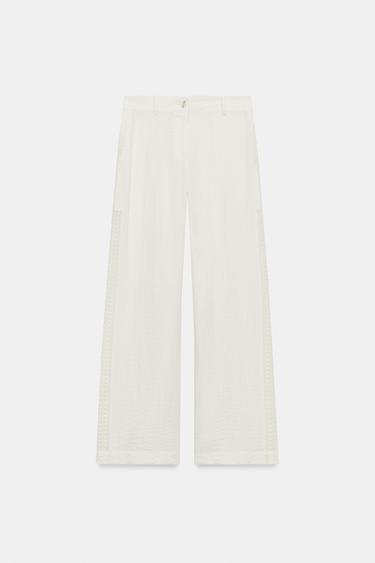 PANTALON À ENTRE-DEUX LATÉRAUX - Écru de Zara - Image 5