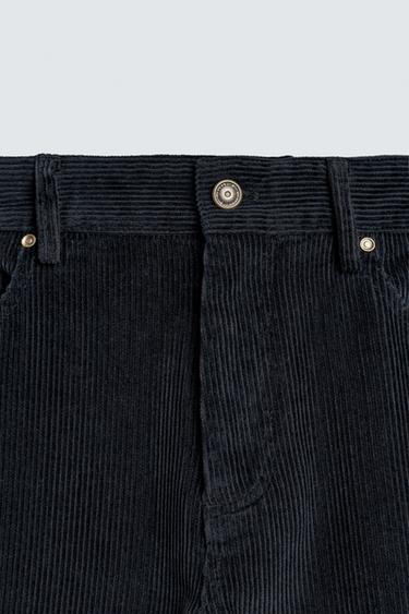 PANTALON STRAIGHT FIT EN VELOURS CÔTELÉ - Bleu / Gris de Zara - Image 7