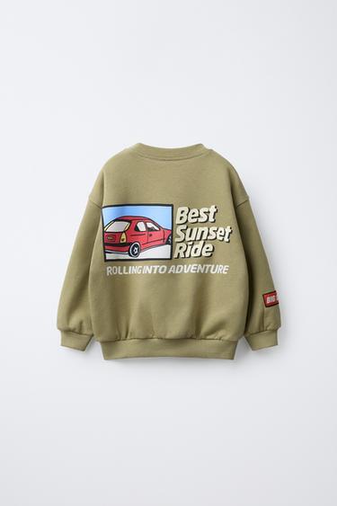 CAR PRINT SWEATSHIRT - Light khaki by Zara - Image 1