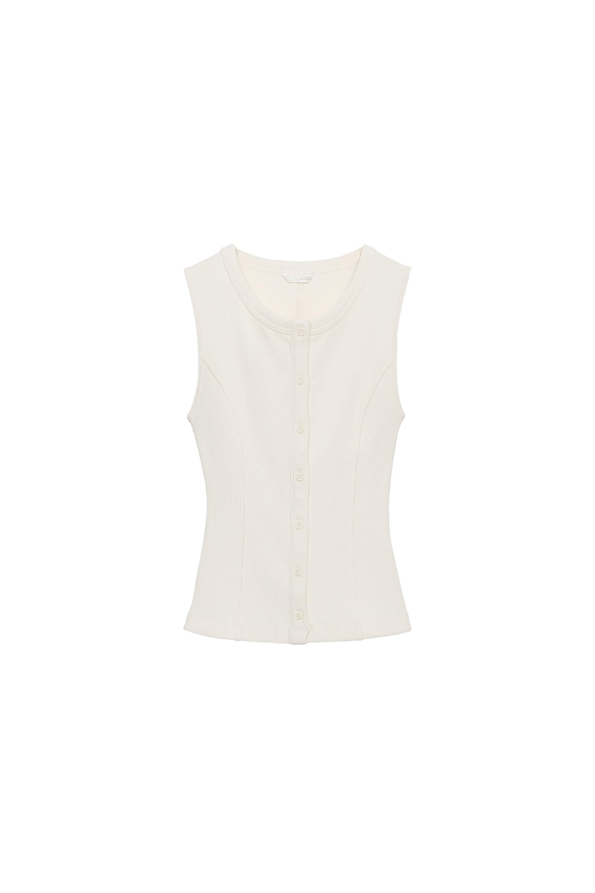 RIBBED BUTTON-UP VEST