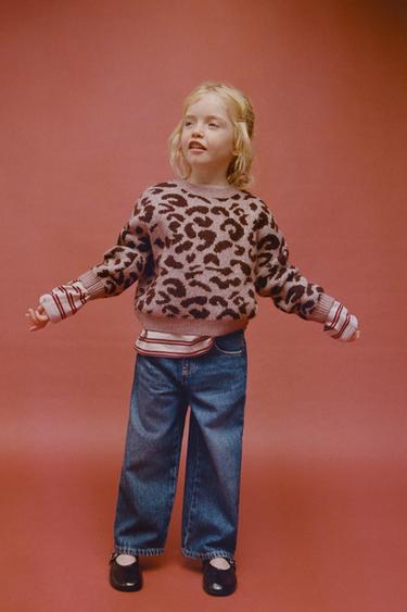 Zara ANIMAL PRINT KNIT SWEATER - Pink