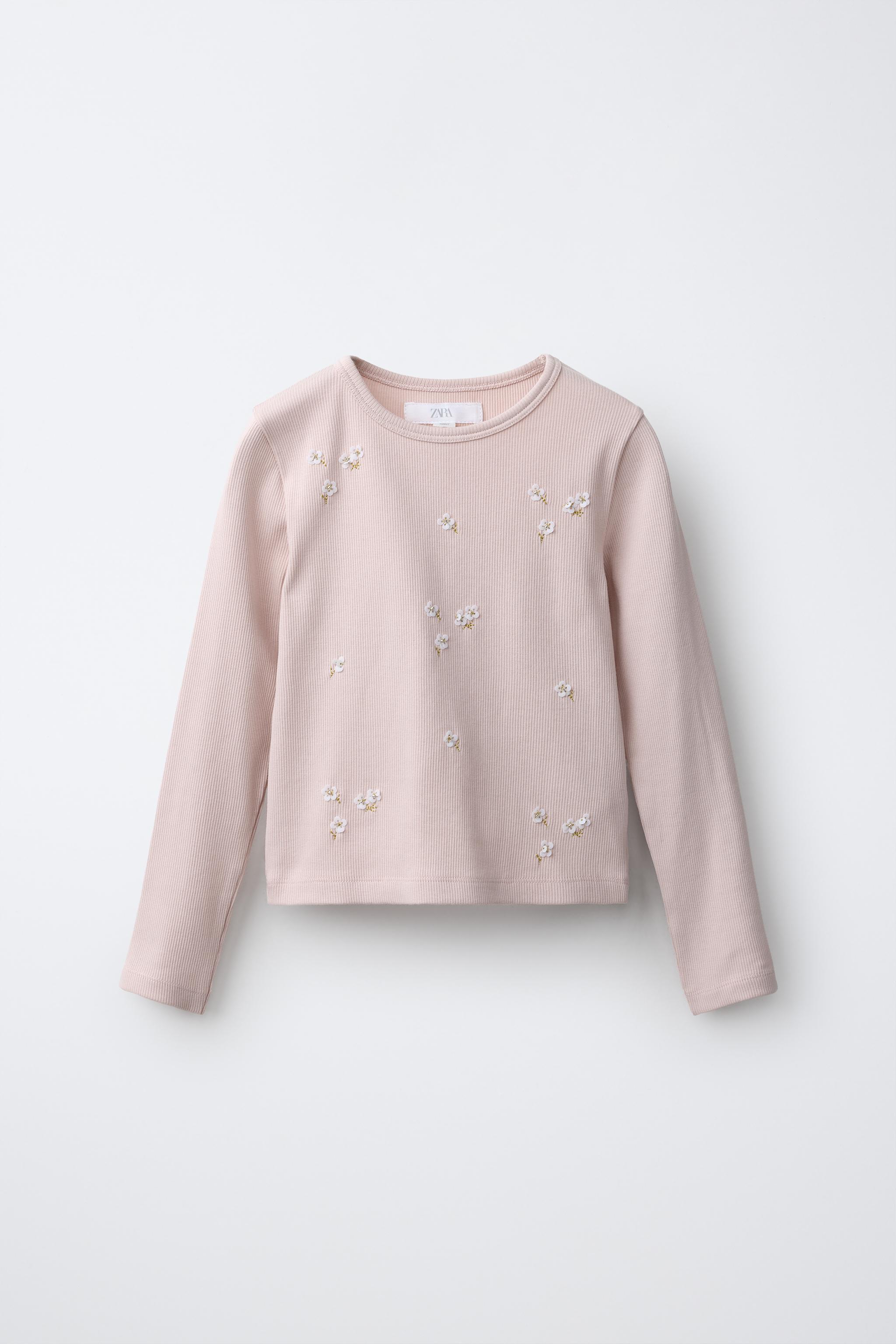 PEARL EMBROIDERED RIB T-SHIRT