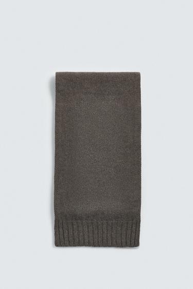 100% WOOL KNITTED SCARF - Beige marl by Zara