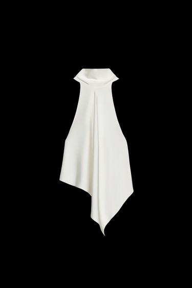 SATIN HALTER TOP - Oyster-white by Zara - Image 0