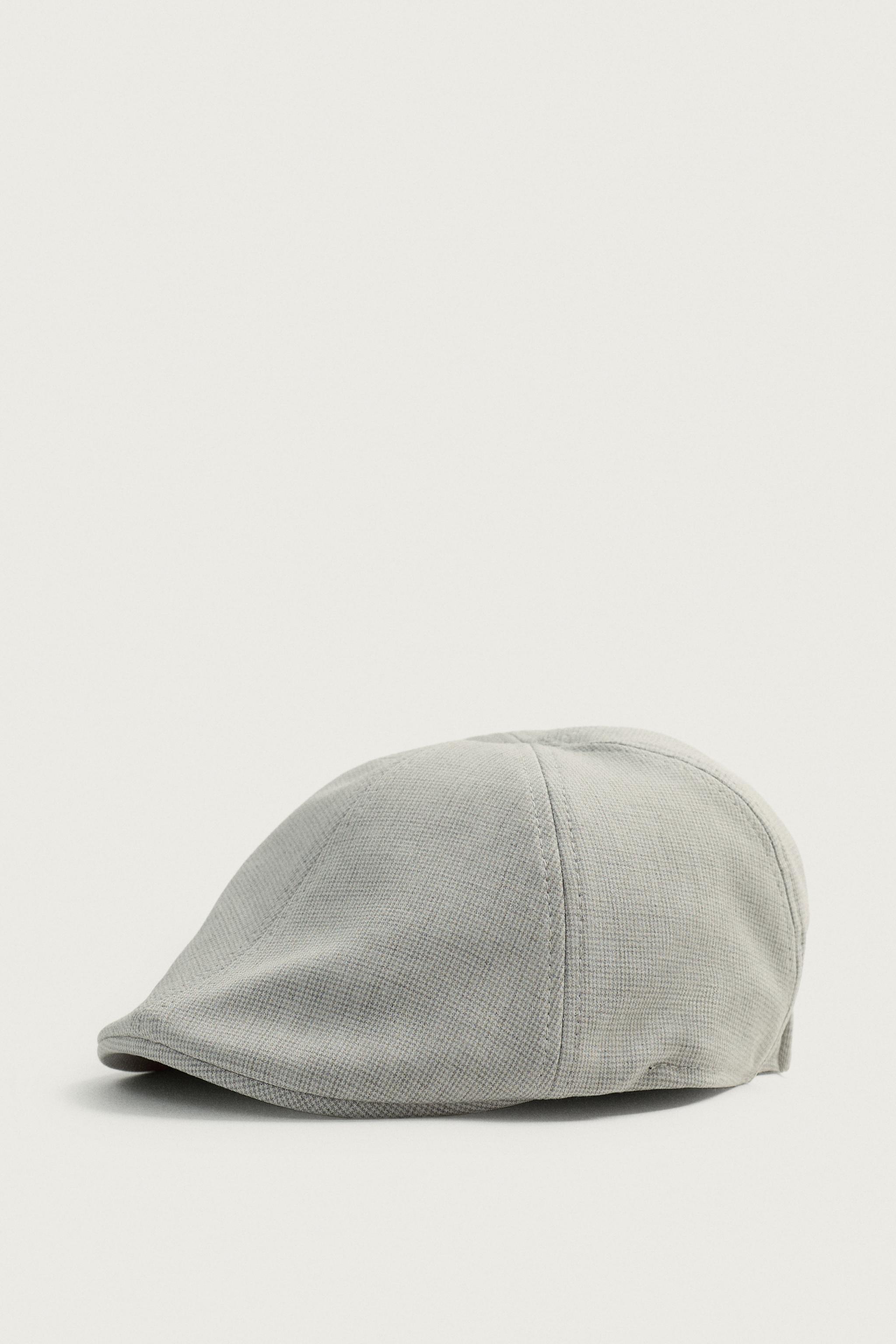 TEXTURED PLAID BERET — Pearl gray