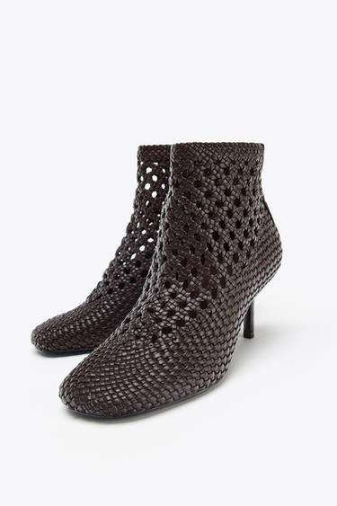 BOTTINES À TALONS TRESSÉES - Marron de Zara - Image 3