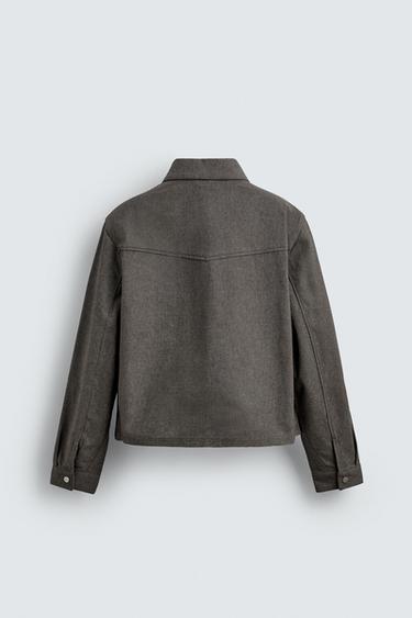 TWILL TEXTURED OVERSHIRT - Brown by Zara - Image 7