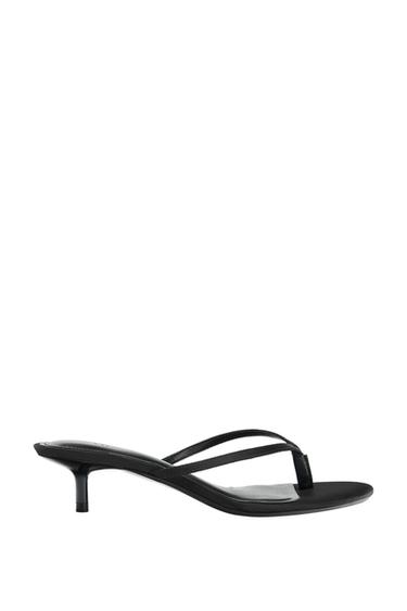 SATIN KITTEN-HEEL SANDALS - Black by Zara