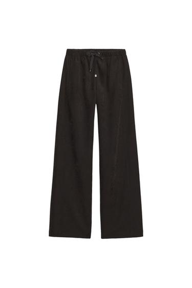 PANTALONI LARGHI CON VITA ELASTICIZZATA - Marrone scuro di Zara