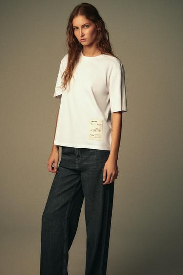 T-SHIRT REGULAR FIT ÉTIQUETTE - Blanc de Zara - Image 3