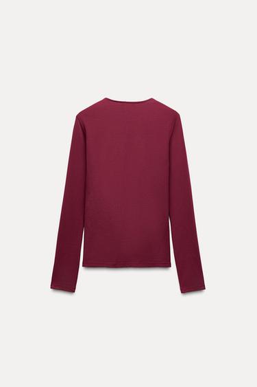 CAMISETA MANGA LARGA - Magenta de Zara