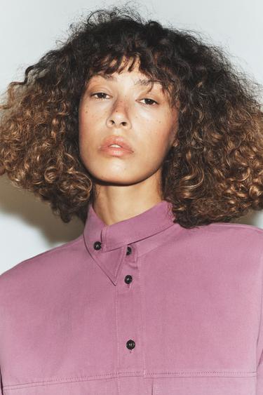 OVERSIZE HIGH-NECK SHIRT - Mauve by Zara - Image 6