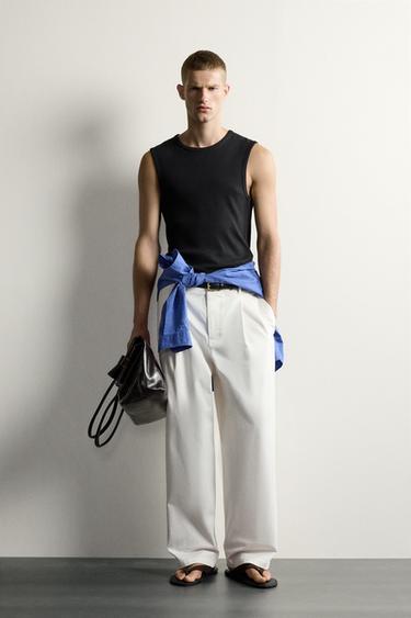 HIGH NECK RIBBED TANK TOP - Black by Zara