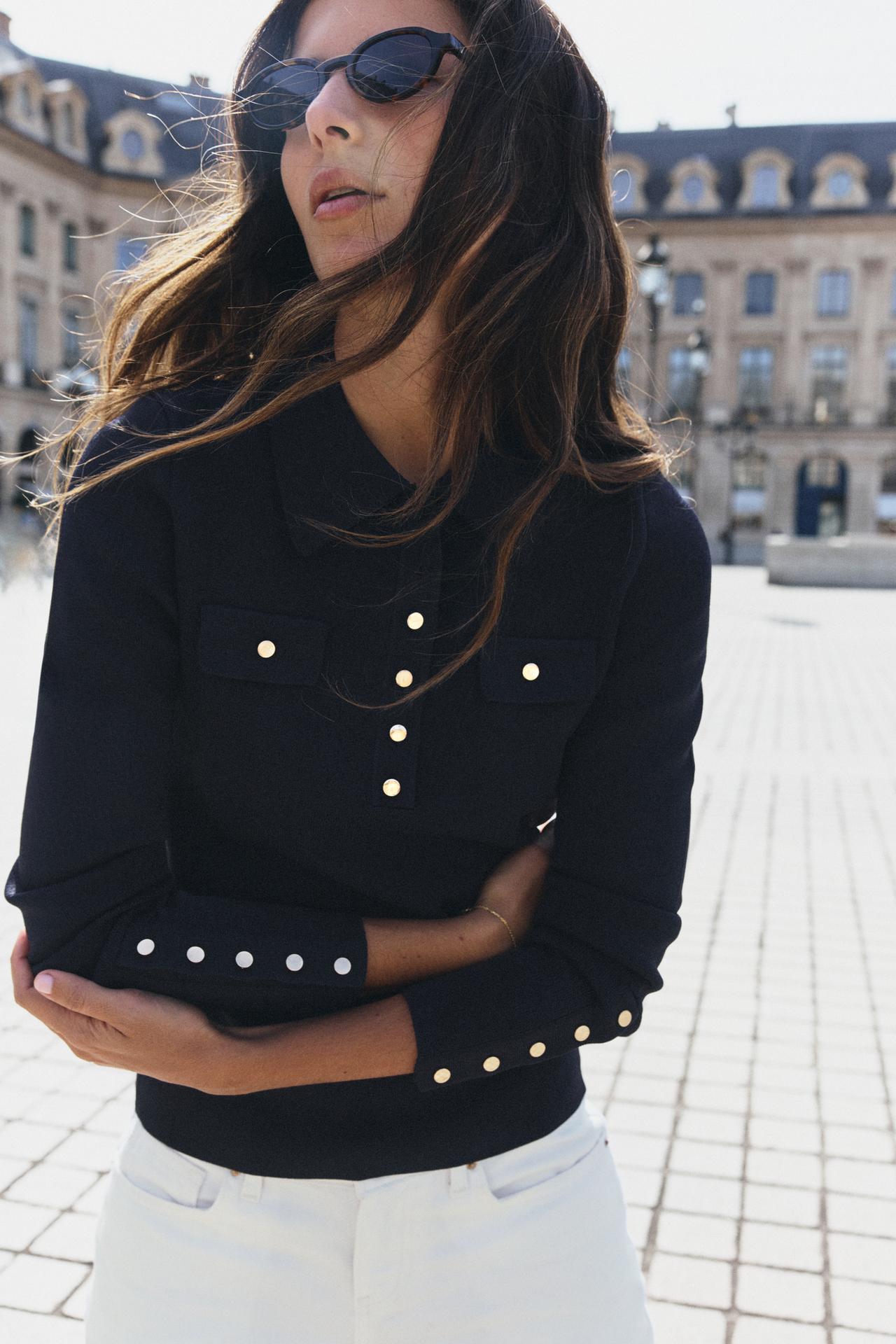 PLACKET KNIT POLO — Navy blue