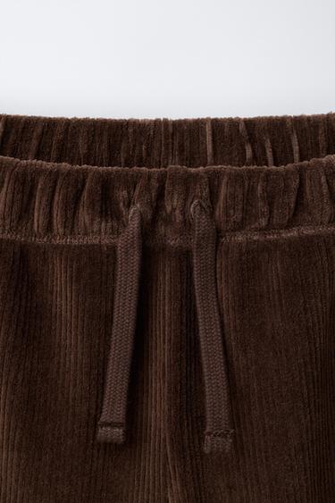 PANTALON WIDE LEG EN VELOURS CÔTELÉ - Marron de Zara - Image 2