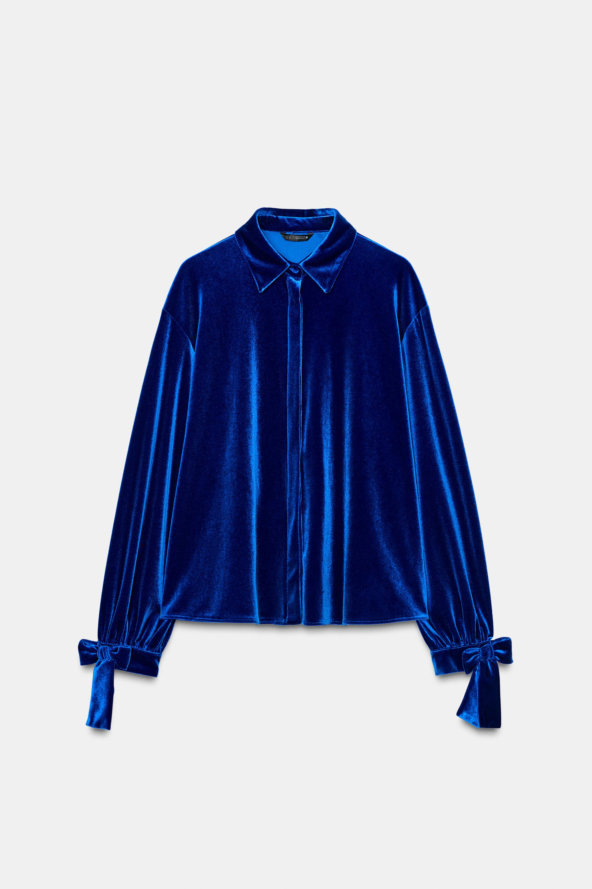 VELVET SHIRT WITH TIES