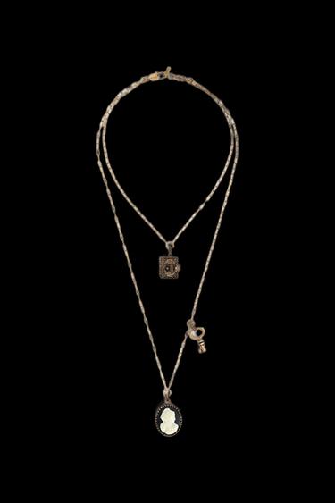 Zara LIMITED EDITION CHARM NECKLACE - Aged gold