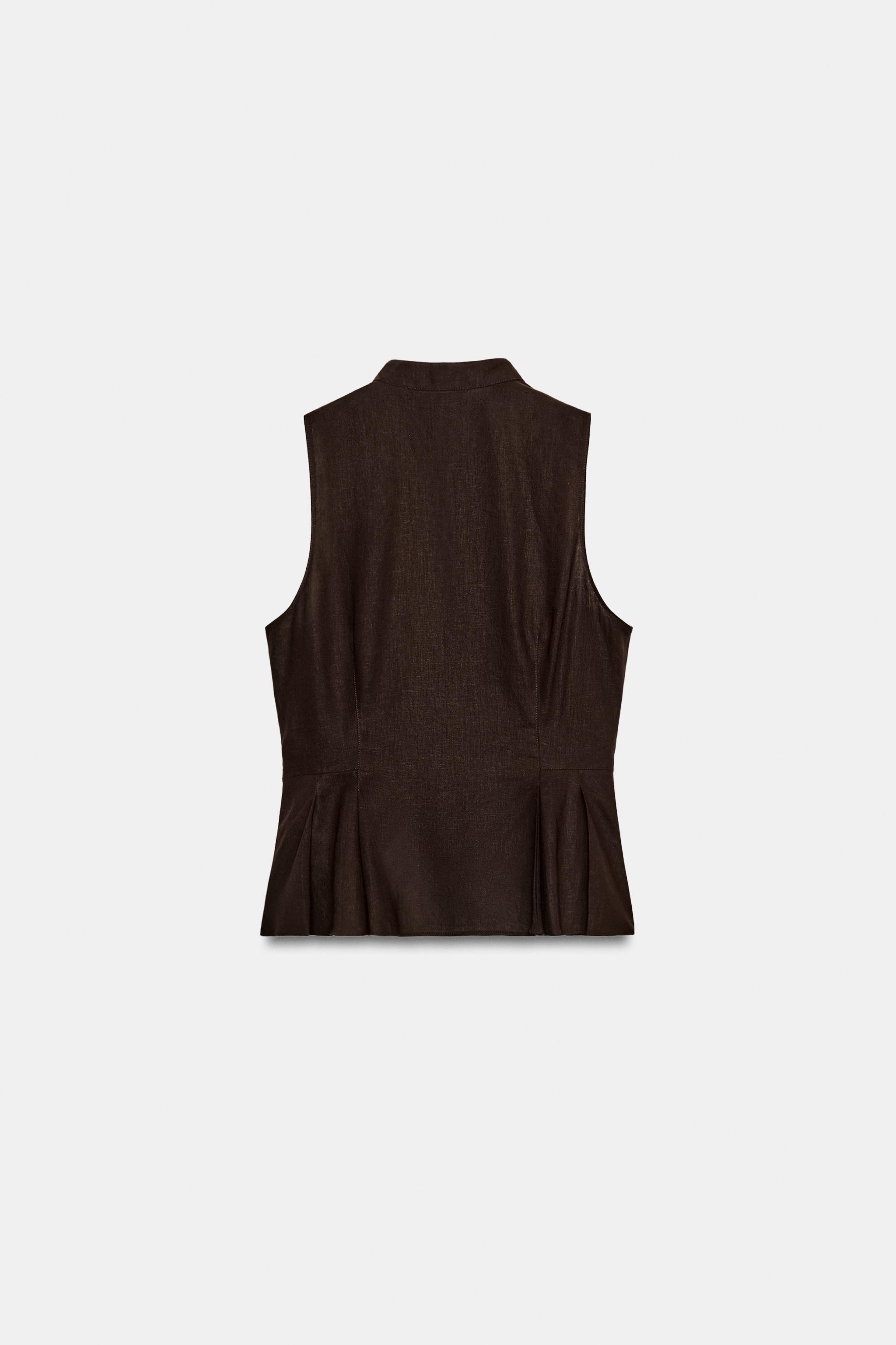 SLEEVELESS LINEN SHIRT