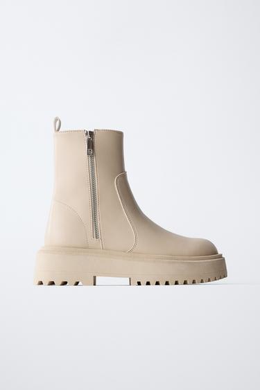 BOTIN ECRU CREMALLERA LATERAL - Blanco Crudo de Zara