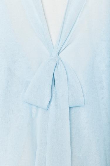 SEMI-SHEER KNITTED BLOUSE - Sky blue by Zara - Image 7