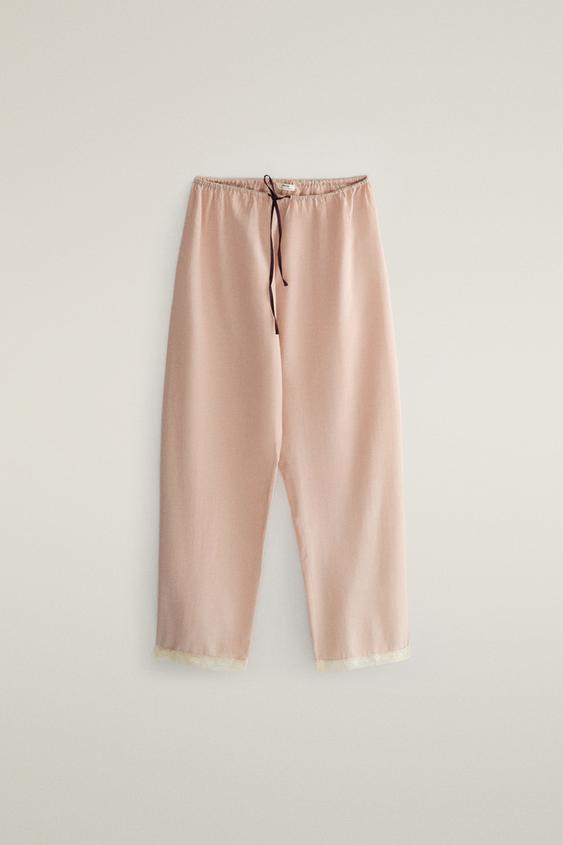 Zaras BYXOR I BOMULL MED SPETS - Rosa - Bild 0