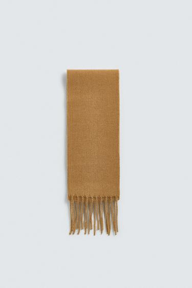 NARROW FRINGED SCARF - Beige by Zara