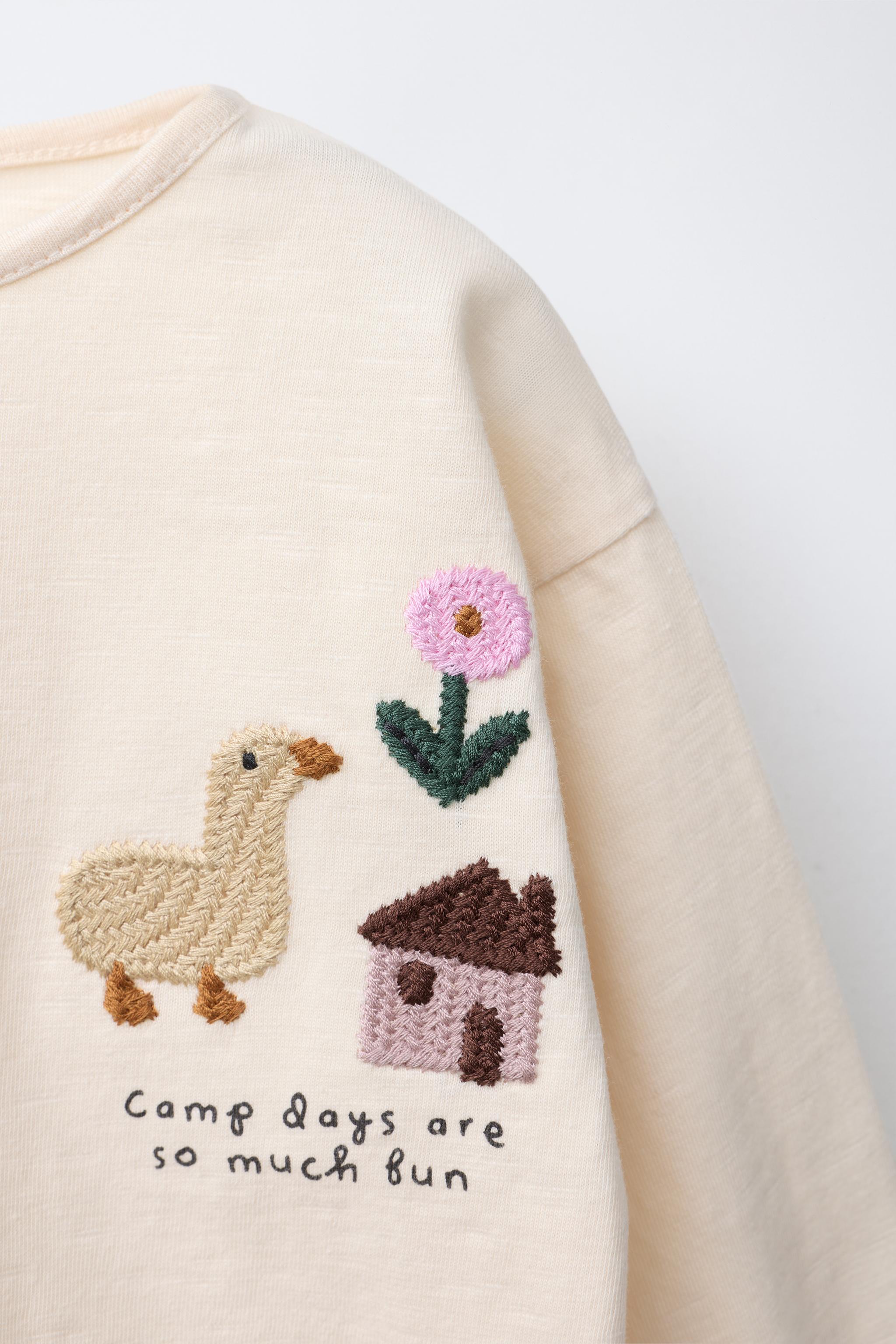 KNIT PATCH T-SHIRT - Ecru | ZARA United States KNIT PATCH T-SHIRT - Ecru | ZARA United States