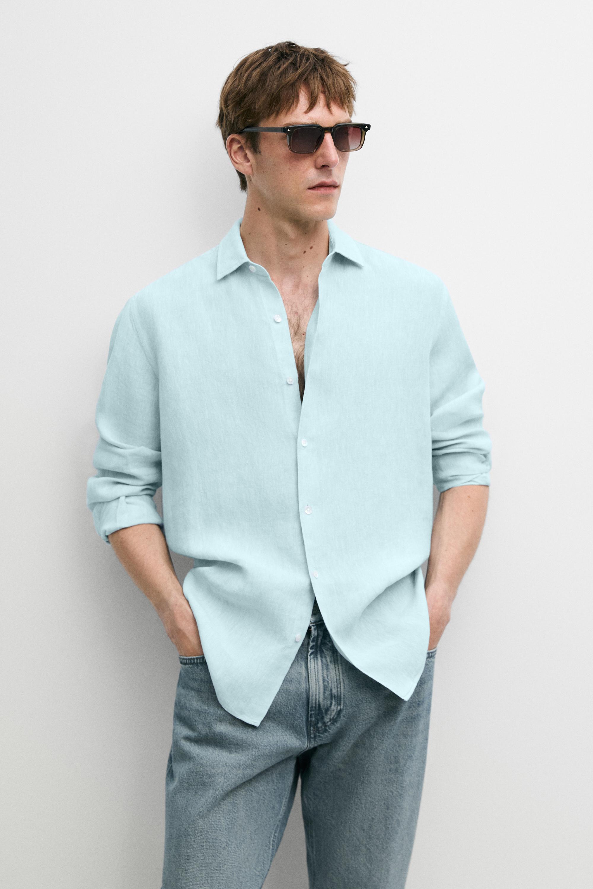 100% linen regular fit shirt — 454