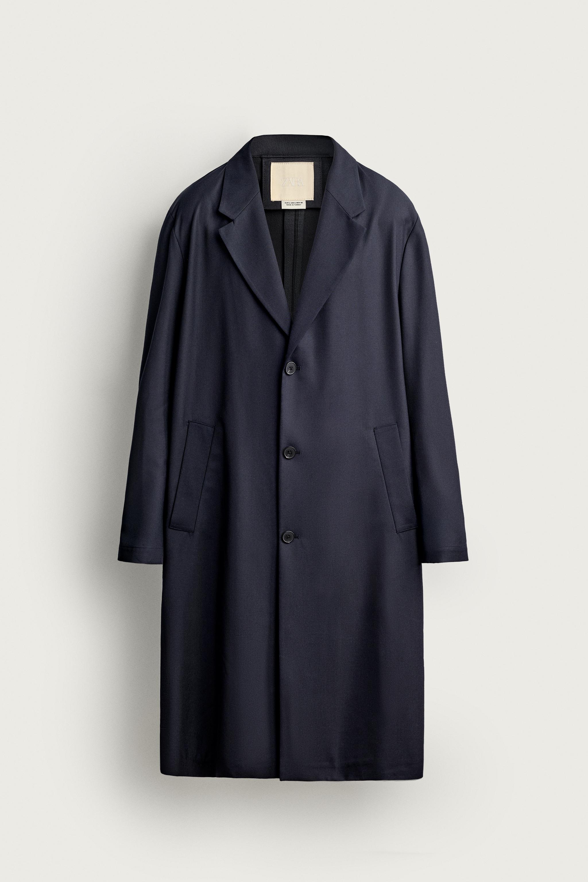 ウール混リラックスフィットフロックコート - ネイビーブルー | ZARA
