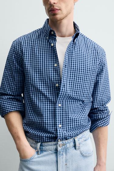 CHEMISE REGULAR FIT EN COTON - Bleu / Bleu marine de Zara - Image 4