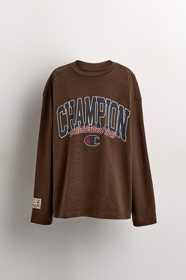 CHAMPION ® X ZARA ロゴプリント入りTシャツブラウンZaraのCHAMPION ® X ZARA ロゴプリント入りTシャツ - ブラウン 
