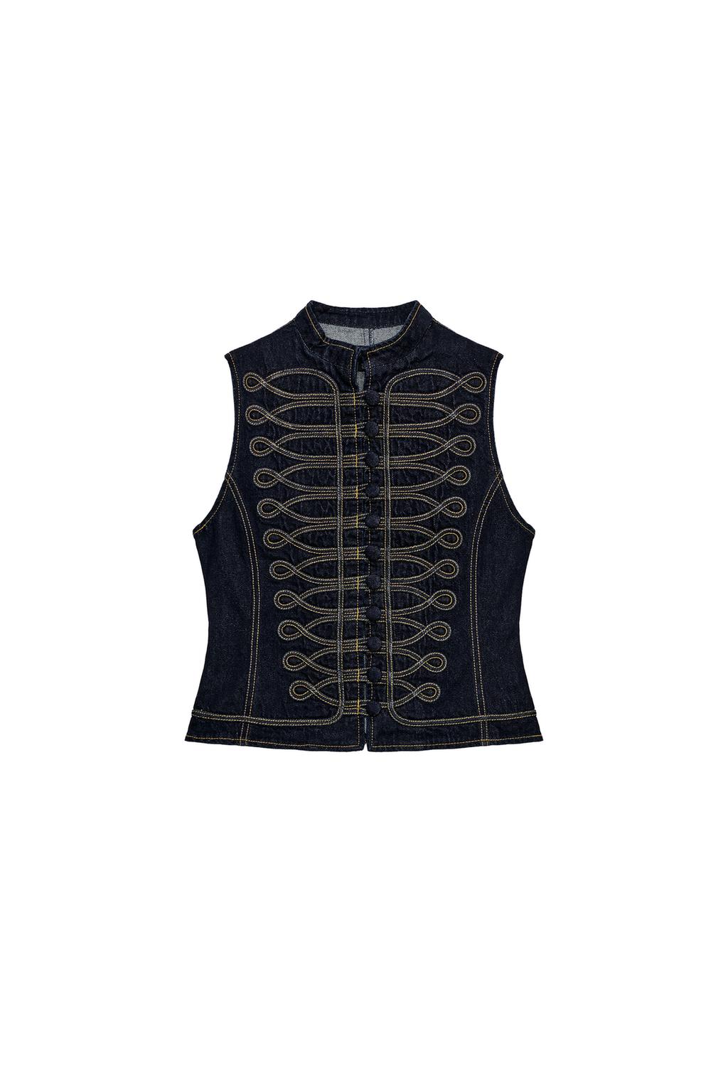 ZW COLLECTION TOPSTITCH FIREMAN CLASP DENIM VEST - image 3