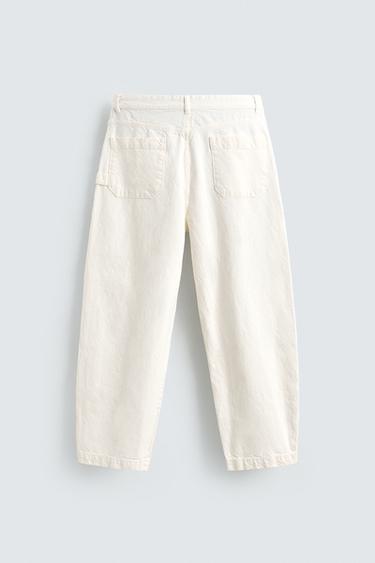 RELAXED FIT CARPENTER TROUSERS - Oyster-white by Zara - Image 7