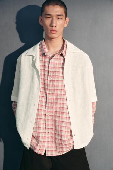 Zara 條紋質感襯衫 - 米色