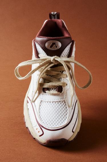 Zara MESH SNEAKERS - Maroon