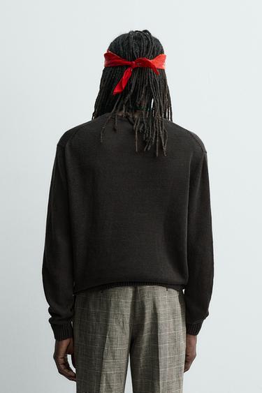 REGULAR FIT 100% LINEN JUMPER AARON LEVINE X ZARA - Chocolate by Zara - Image 2