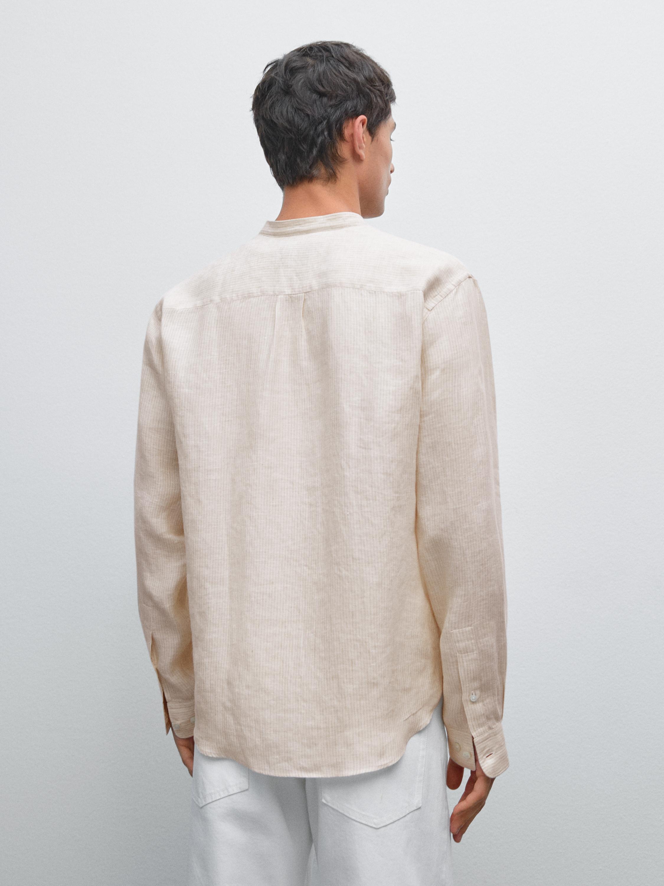 Regular-fit shirt with stand collar
