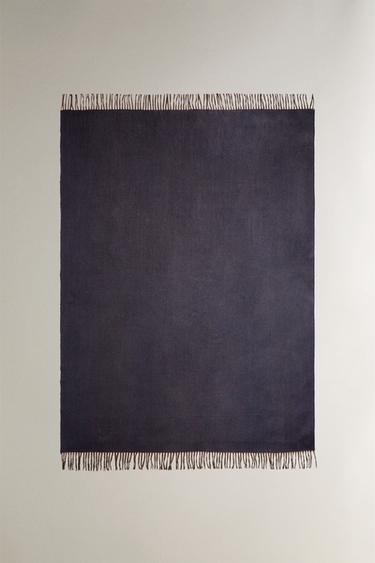 STRIPED BLANKET WITH FRINGING - Blue by Zara