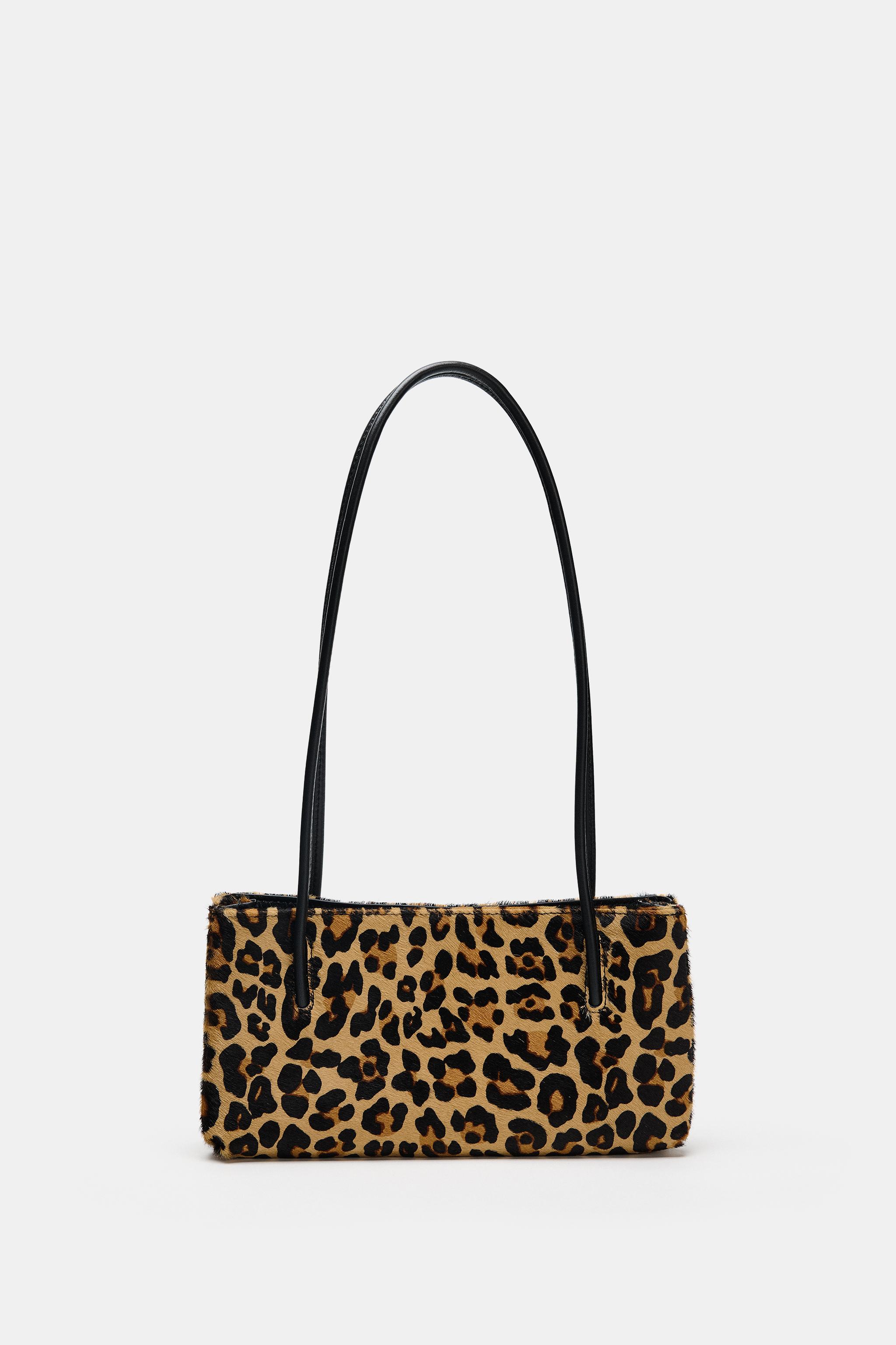 ANIMAL PRINT LEATHER SHOULDER BAG