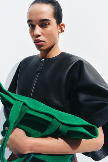 SAC SHOPPER EN DAIM - Vert de Zara - Image 1