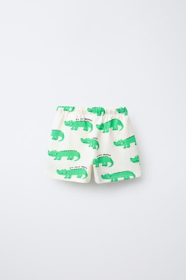 CROCODILE PRINT BERMUDA SHORTS - Ecru by Zara - Image 1